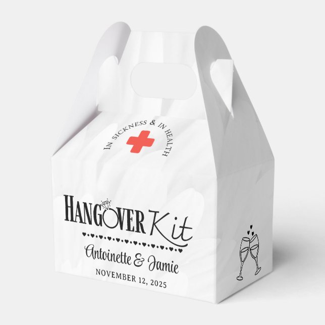 In Sickness & Health Wedding Hangover Kit Favour Box (Front Side)