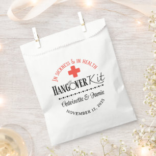 In Sickness & Health Wedding Hangover Kit Red Blk Favour Bags