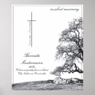 In silent mourning - tree on meadow poster