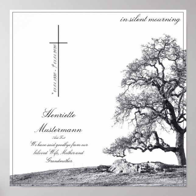 In silent mourning - tree on meadow poster (Front)