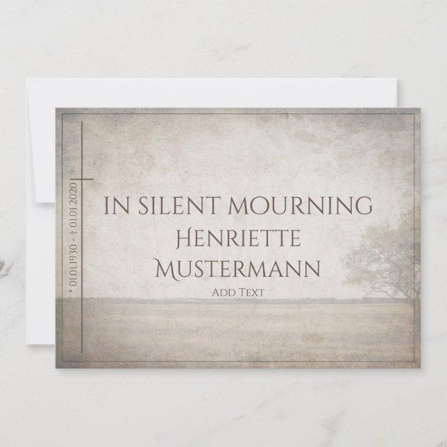 In silent mourning - tree on meadow vintage (Front)