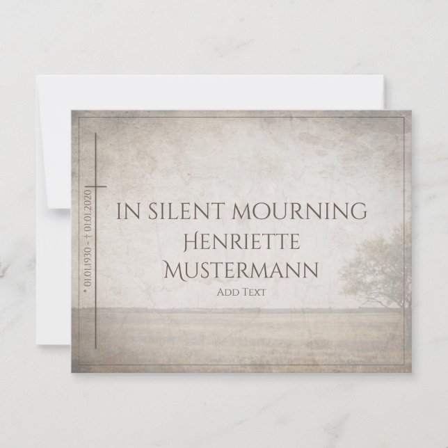 In silent mourning - tree on meadow vintage (Front)