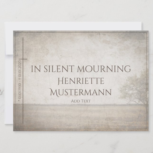 In silent mourning - tree on meadow vintage (Front)