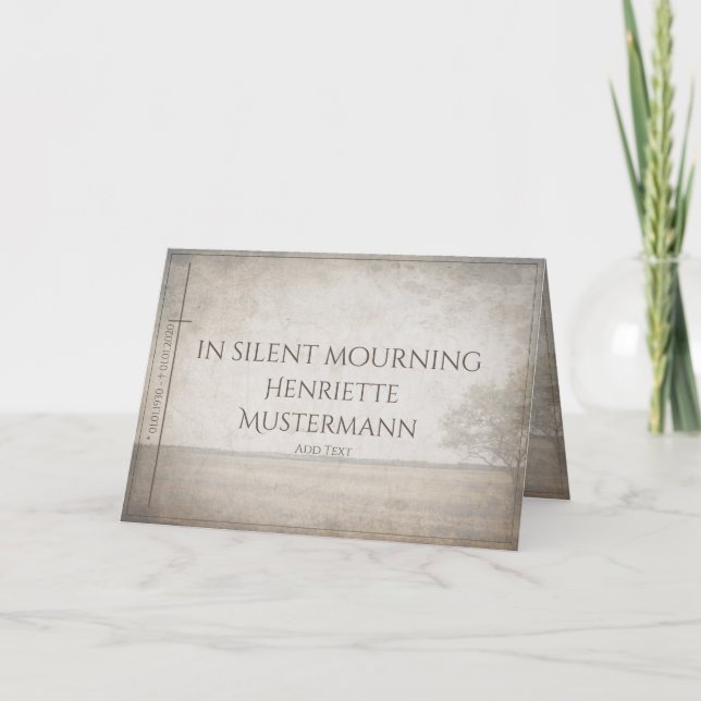 In silent mourning - tree on meadow vintage card (Front)