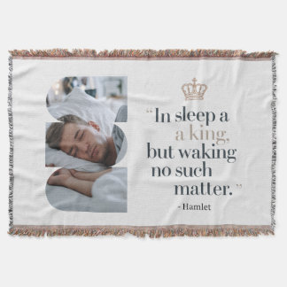 “In Sleep a King” Modern Minimalist Shakespeare  Throw Blanket