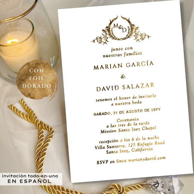 In Spanish Elegant Gold Foil All In One Wedding (Creator Uploaded)