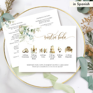 in Spanish, Elegant Wedding Program with Greenery