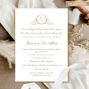 In Spanish Formal Wedding Invitation With Monogram