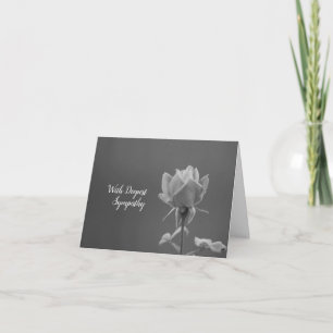 In Sympathy Grey Black and White Rose Photograph Card