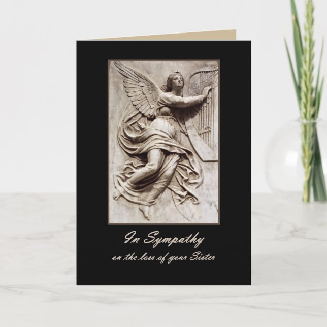 In Sympathy - Loss of Sister - Angel with Harp Card (Front)