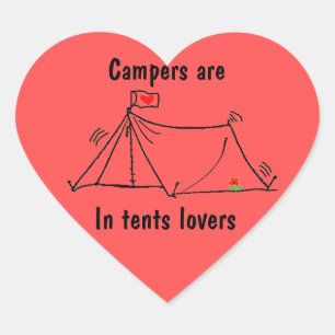 In Tents Lovers Camping Pun Heart Sticker