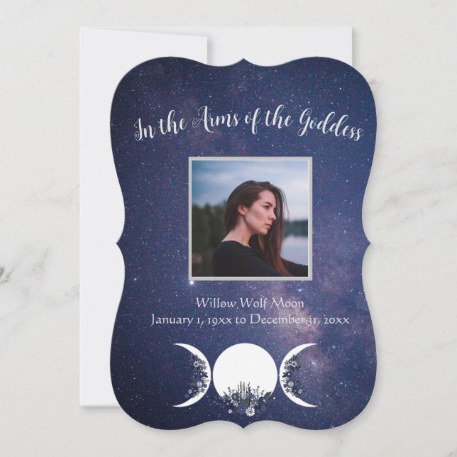 In the Arms of the Goddess Pagan Funeral Card (Front)