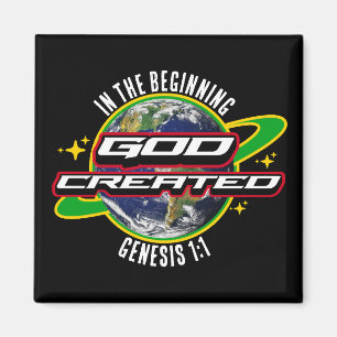 IN THE BEGINNING GOD Christian Earth Day Magnet