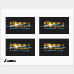 In The Beginning GOD Created Christian Faith Verse Rectangular Sticker