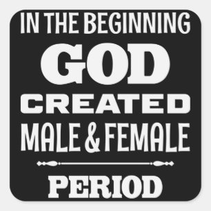 In the Beginning God Created - Christian Square Sticker