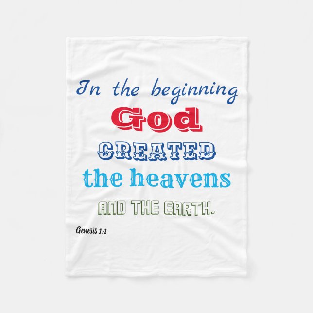 in the Beginning God Created Fleece Blanket (Front)