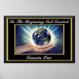 In the beginning God created Genesis 1 Planet Poster