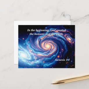 In the Beginning, God & Creation Verse Postcard