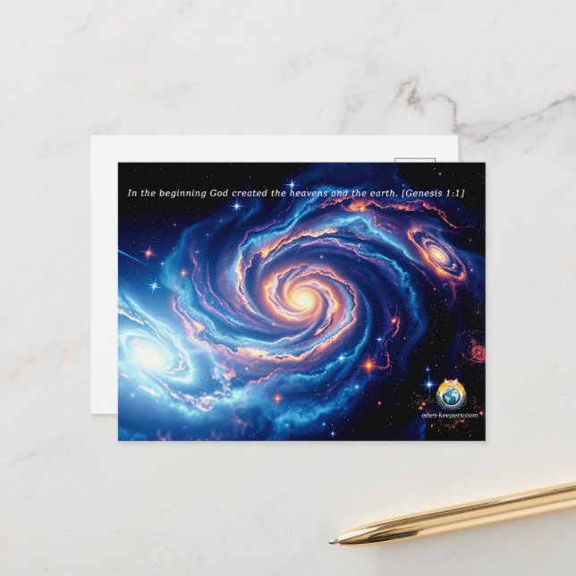 In the Beginning, God & Creation Verse Postcard (Front/Back In Situ)