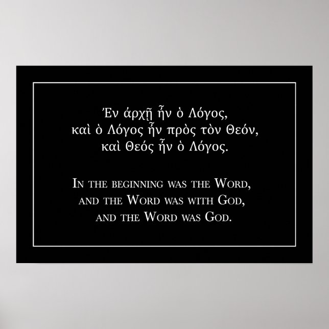 In the beginning was the Word (Greek and English) Poster (Front)