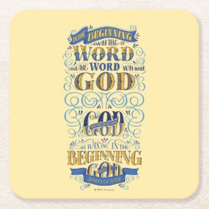 In the Beginning Was the Word Square Paper Coaster