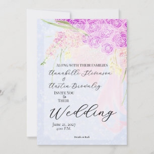 In the Blue- Sweet Pink Sheer bow Bouquet Invitation