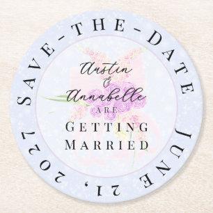 In the Blue-Sweet pink Sheer Bow Bouquet Round Paper Coaster