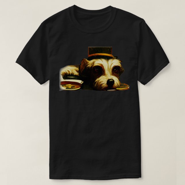 In The Dogs Playing Poker With Magic Hat Funny Dog T-Shirt (Design Front)