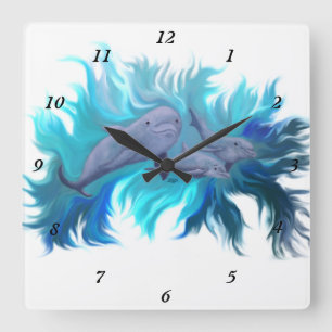In the Dolphin School Square Wall Clock