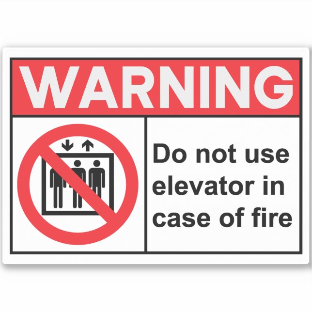 In the event of fire do not use the elevator (Front)