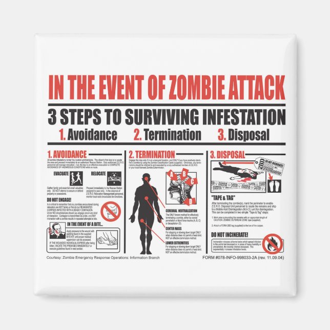 In The Event of Zombie Attack: MAGNET (Front)