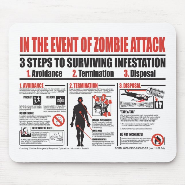 In The Event of Zombie Attack MOUSE PAD (Front)