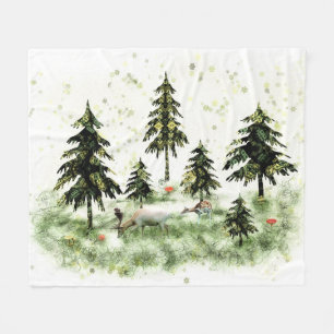In the fir forest fleece blanket