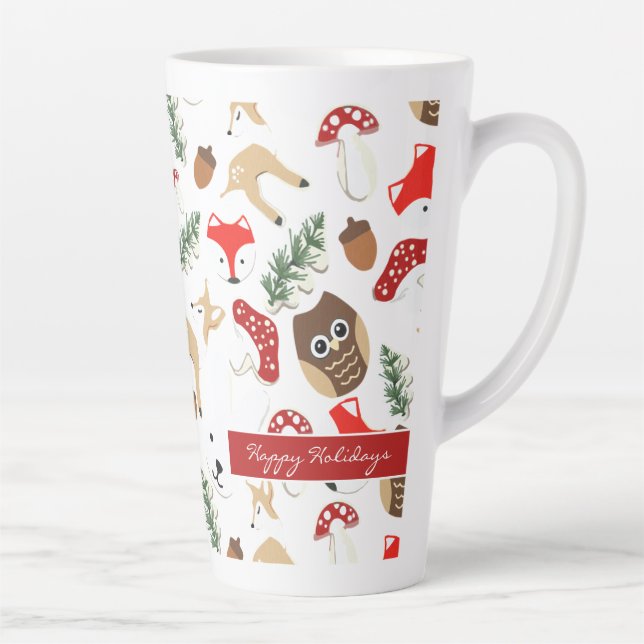 In the Forest Christmas Holidays Pattern Latte Mug (Right)
