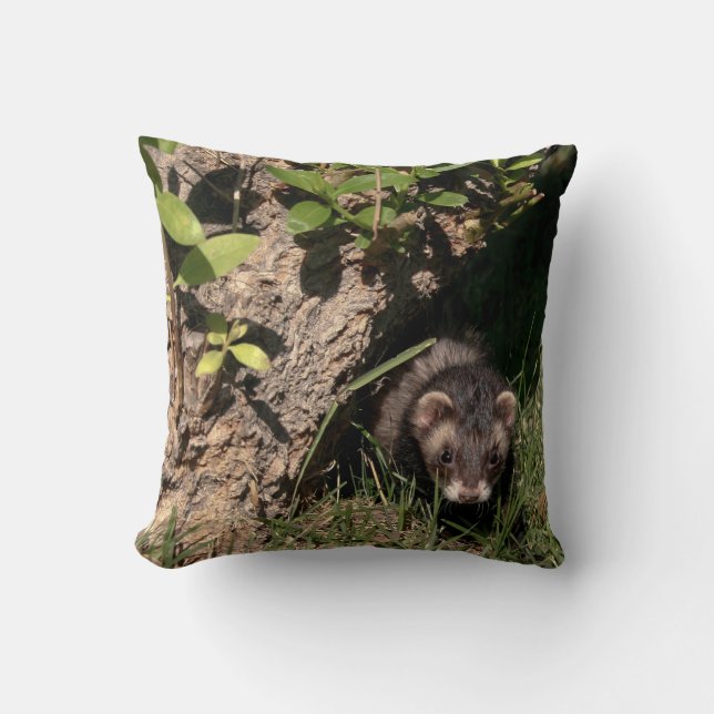 In the Forest. Ferret Throw Pillow Home Decor (Front)