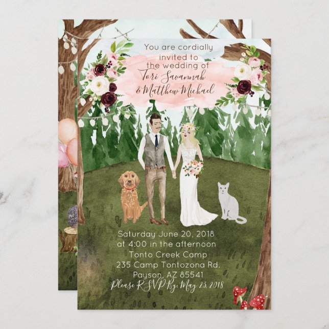In The Forest Wedding Invitation -Custom Edit 2 (Front/Back)