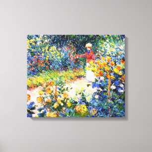 In the Garden Claude Monet woman painting Canvas Print