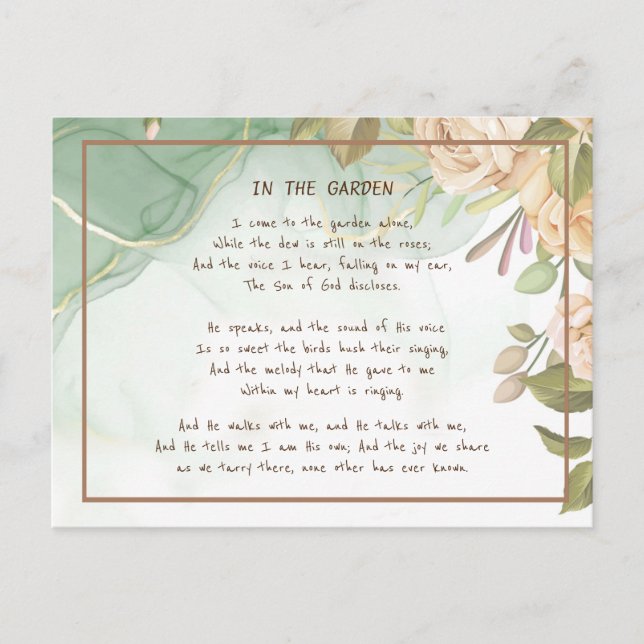 ~In the Garden Comforting Hymn Garden Antique Rose Postcard (Front)