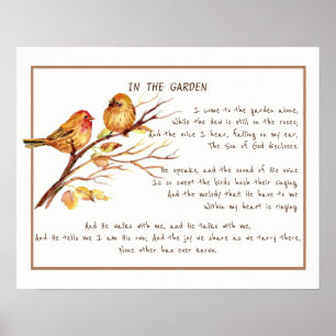 ~In the Garden Comforting Hymn Garden Bird Art Poster