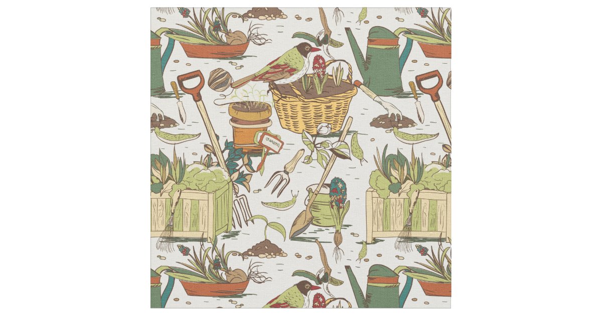 In the Garden Fabric Zazzle