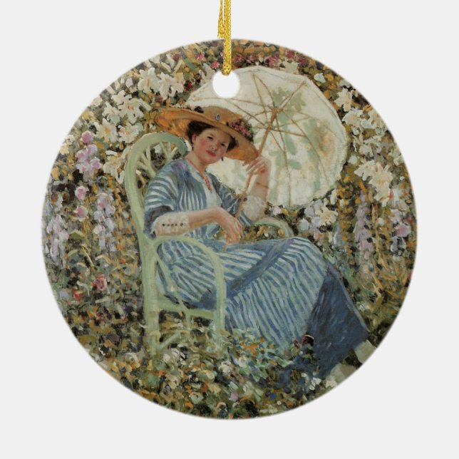 In the Garden, Giverny by Frederick Frieseke Ceramic Tree Decoration (Back)