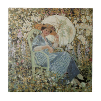 In the Garden, Giverny by Frederick Frieseke Tile