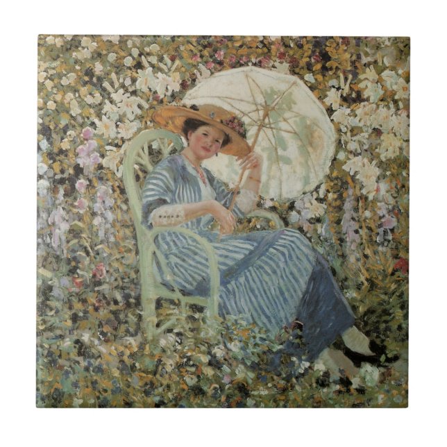 In the Garden, Giverny by Frederick Frieseke Tile (Front)