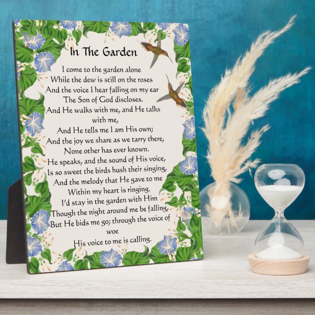 In The Garden Hymn Flowers Floral Hummingbirds Plaque (Side)
