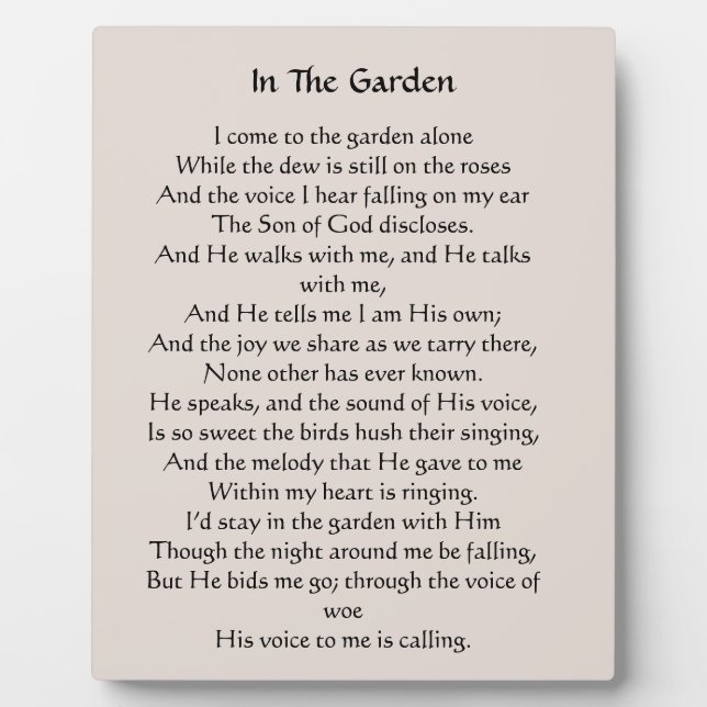 In The Garden Hymn Plaque (Front)