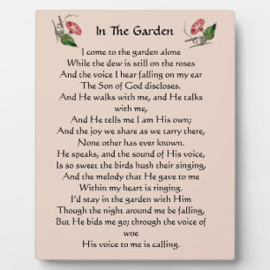 In The Garden Hymn Plaque