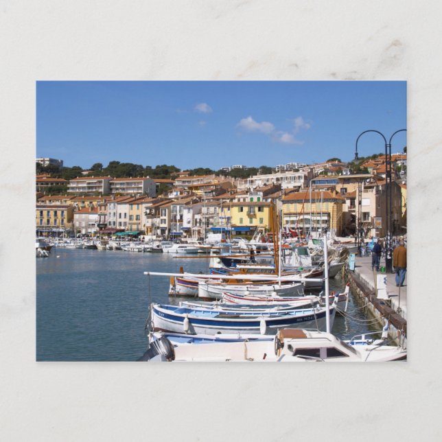 In the harbour in Cassis village. Fishing and Postcard (Front)