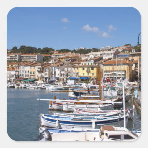 In the harbour in Cassis village. Fishing and Square Sticker