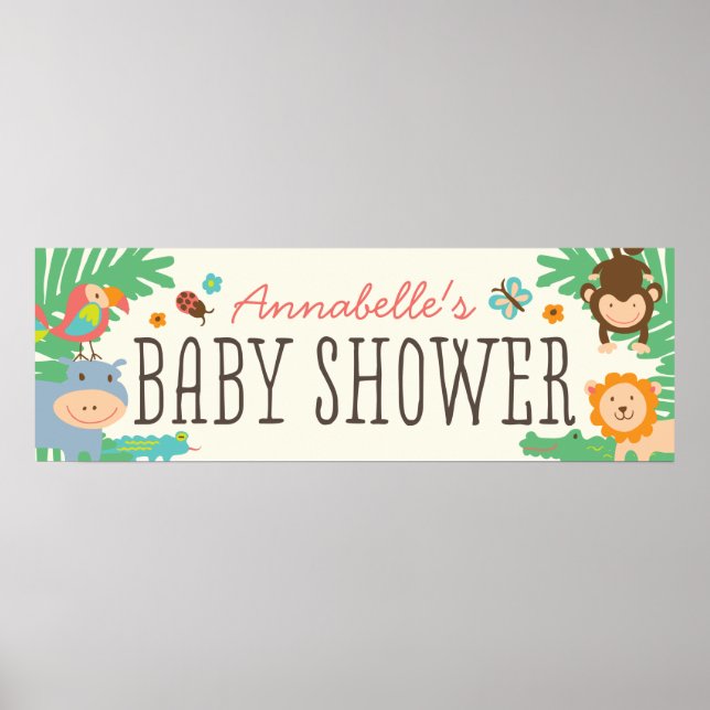 In the Jungle Baby Shower Banner 12x36 Poster (Front)