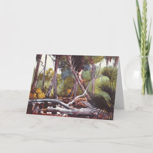 In the Jungle, Florida by Winslow Homer, fine art Holiday Card (Front)